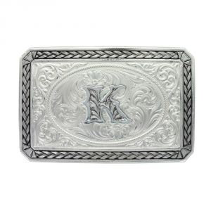 Montana Silversmiths Initial K Antiqued Wheat Trim Portrait Buckle (27200D-K)